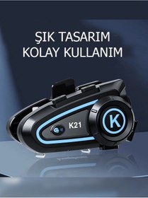 Resim K21 Motosiklet Kask Interkom Rgb Işıklı 