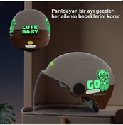 Resim Moly Çocuk Araç Güneş Koruyucu Yarım Kask, Dört Mevsim Aydınlık Mavi Mavi 