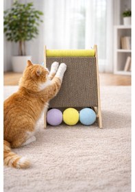 Resim Pureza Ahşap Gövde Kedi Tırmalama Tahtası Oyun Ve Tırmalama Platformu Kedi Oyuncağı Halat Sarımlı Toplu Oyun Alanı 