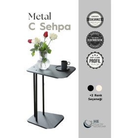 Resim He Dizayn Aksesuar Metal C Sehpa - Koltuk Yanı Laptop Sehpası Minimal Tasarım 