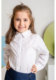 Resim Kız Çocuk Poplin Gömlek - Beyaz Beyaz 