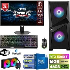 Resim Msı-Şafak-Gaming Pc DDR5-27”180HZ 1ms-rtx 5060Tİ 16GB– Intel I7 14700KF – 32GB-64GB Ddr5 Ram-1tb M.2 Ssd– Klavye Mouse-Sıvı Sogutma 