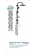 Resim Sukar Siyah Tepe Duş Seti Oval Rain E Jet Black Siyah 
