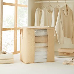 Resim Pvc Pencereli Bej Balıksırtı Hurç 45 X 30 X 50 Cm 