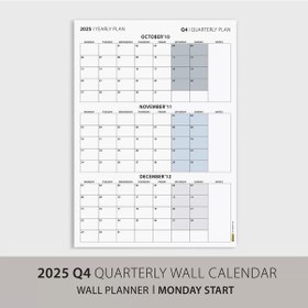 Resim Üç Aylık Planlayıcı 2026 Duvar Takvimi, Ekim - Aralık 2026, 90 Günlük Planlama, Yılın Dördüncü Çeyre 