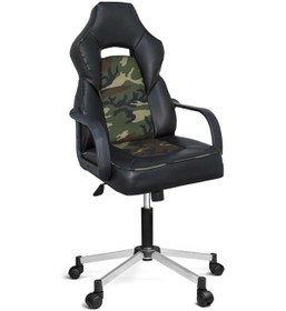 Resim Türksit İnka Yönetici Ve Oyuncu Koltuğu Metalik Gri Boyalı Ayak Karacı Yeşil 