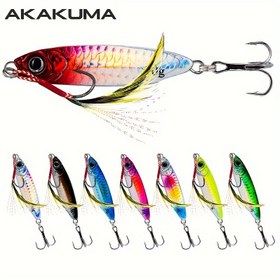 Resim AKAKUMA 8 Adet Metal Jig Balıkçılık Yemleri - Yavaş Batan, 3D Gözler, Çeşitli Ağırlıklar (7g-30g), Uzun Menzilli Sert Yem Tatlısu & Tuzlu Su İçin 