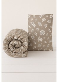 Resim Çift Kişilik Desenli Lastikli Çarşaf Seti 140x200 Cm + 2 Adet Yastık Kılıfı 50x70 Kahve 