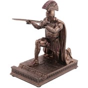 Resim Xurunkeji Şövalye Kalemlik Miğfer Heykel Kalemlik Zırh Roma Şövalyesi Manyetik Kalemlik Telefon Standı Bronz 