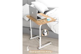 Resim Depolife Yükseklik Ayarlı Laptop Sehpası Kahvaltı Ders Çalışma Bilgisayar Ofis Yemek Çocuk Masası Metal Ayak 