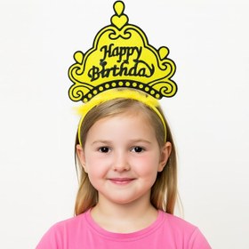 Resim Sarı Happy Birthday Doğum Günü Prenses Tacı 