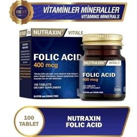 Resim Nutraxin Folic Acid Takviye Edici Gıda 400mcg 100 Tablet 