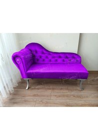 Resim Dekoratif Bihter Koltuk Josefin Puf 120 Cm Gümüş Ayak Lila 