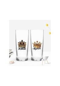 Resim Bk Gift Kişiye Özel İsimli Dtf Kral Kraliçe Tasarımlı İkili Rakı Bardağı Seti, Arkadaşa Hediye, Sevgiliye Hediye Kobitmeyencom30257 Bk Gift 