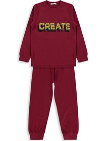 Resim Civil Boys Create Baskılı 6-9 Yaş Pijama Takımı - Bordo - Bordo / 9-10 Yaş 