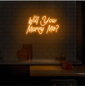 Resim Will You Marry Me Yazılı Neon Tabela Turuncu 