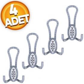 Resim Palmira Portmanto Vestiyer Duvar Askısı Metal Dolap Elbise Askılığı Krom Beyaz Desenli (4 Adet) 