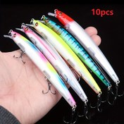 Resim 10 adet Bionic Minnow Yem, Treble Hook ile Plastik Sert Yem, Balıkçılık Aksesuarı 