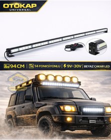 Resim KAPOTO 94cm 14 Fonksiyonlu Off Road Led Çakar Bar 9V-30V 4x4 Beyaz Projektör Işık Led 