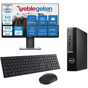 Resim Dell Optiplex 7010MFF Plus Intel Core i7 13700T 64GB DDR5 256GB SSD Freedos 23.8 Monitör Mini Masaüstü Bilgisayar 7010Pİ7 N007O7010MFFPUBM09 