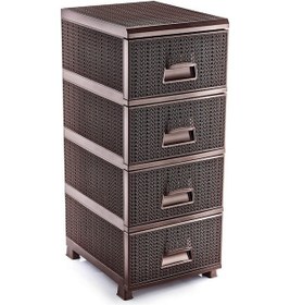 Resim Omnipazar Sy-4553 Örgü Desen Plastik Komidin Mutfak Sebzelik 4 Katlı Kahverengi Kahverengi 