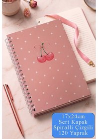 Resim Pembe Sert Kapak Spiralli Çizgili Defter 17x24cm 120 Yaprak 1 Adet Not Defteri Okul Büro Ofis Defteri Mavi 
