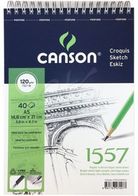 Resim Canson 1557 Eskiz Defteri Spiralli 120G 40 Yaprak A5 