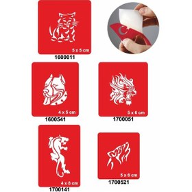 Resim Kedigiller 5'li Set Geçici Dövme Kına Şablonu 