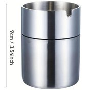 Resim Chuangyinshop Silvery Araba Kül Tablası Kapaklı 304 Paslanmaz Çelik Kolay Temizlenir Çoğu Bardak Tutucuya Uygun Gümüş 