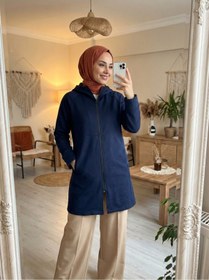 Resim DKECCI Su İtici Rüzgar Kesici Uzun Softshell Tesettür Mont - Kapüşonlu Mevsimlik Ceket 