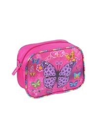 Resim Relaxion Pembe Kelebek Çiçekli Simli Kız Beslenme Çantası 20x25x10cm 