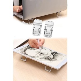 Resim Techno Station Yeni Nesil Taşınabilir Portatif Tasarım Laptop Tablet Standı 2 Kademeli Yükseltme 2li 