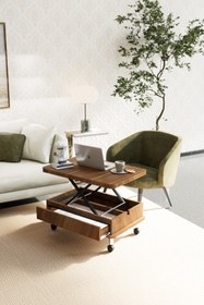 Resim Kolexonline Oslo Sihirli Masa Çalışma Masası Yemek Masası Yer Sofrası Ceviz Renk 