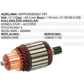 Resim 12v Marş Kollektörü Nıppon Denso Tipi 9 Diş N11.1549 