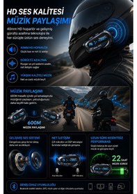 Resim D3x Motosiklet İnterkom Bluetooth 5.4 Kask Kulaklığı 600 Metre Görüşme Hd Hoparlör Müzik Paylaşımı Ip56 Su Geçirmez 