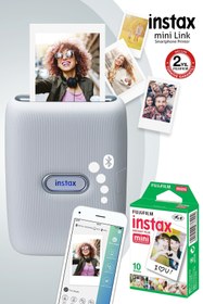 Resim Fujifilm Instax mini Link Beyaz Akıllı Telefon Yazıcısı ve 10'lu mini Film 