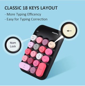 Resim Renkli Daktilo Tarzı Vintage Kablosuz Wıreless Numeric Keypad 18 Tuşlu Sayısal Klavye Numpad 