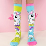 Resim Çocuklar için kanatlı tek boynuzlu dizeye kadar çorap çifti, erkek ve kız çocukları için günlük kullanım, tatil giyimi, parti kıyafeti, hediye seçeneği 