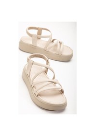 Resim 24413-841 Bej Dolgu Topuk Kadın Sandalet Altın - Taba 