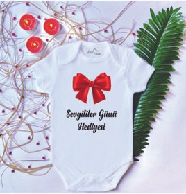 Resim LoveStore Unisex Bebek Baskılı Sevgililer Günü Hediyesi %100 Pamuklu Çıtçıtlı Body Zıbın + Hediyeli 