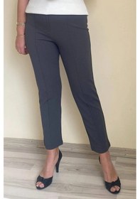Resim Mia Butik Dertsiz Büyük Beden Koyu Gri Toparlayıcı Kumaş Pantolon Koyu Gri 