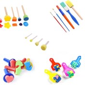 Resim 23 parçalık ArtCraft Sünger Boyama Seti, Sünger Damgalar, Fırçalar, Mantar Çubukları, Köpük Çizim Araçları ve Sanat ve El Sanatları için Plastik Saklama Tepsisi içerir. 