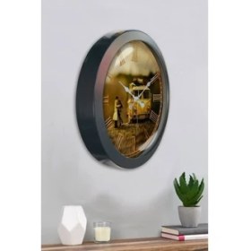 Resim Bahat Salon Ofis Duvar Saati Gri Metal Çerçeve 36 cm 