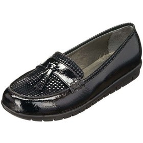 Resim 41,42,43,44 Nr156 Kırışık Rugan Damla Baskı Garnili Esnek Yumuşak Konfort Taban Dört Mevsim Giyime Uygun Zarif Leofer Büyük Numara Kadın Ayakkabı Siyah 