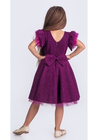 Resim Mnk Baby & Kids Simli Şanzelize Kız Çocuk Abiye Elbise M00669 Mor 