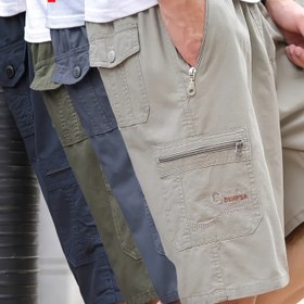 Resim 4 Adet Erkekler İçin Nefes Alabilen Pamuklu Cargo Şort - İpli Bel ve Fermuarlı Cepler, Makinede Yıkanabilir, Bol Kesim Günlük Yazlık Outdoor Şort (Düz Renkler), Hiking Şortları, Saydam Kumaş 