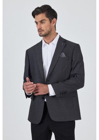 Resim İmza Koyu Antrasit Mono Yaka Bez Ayağı Tam Astar Esnek 4 Drop Comfort Fit Classic Ceket 1002250157 Koyu Antrasit 