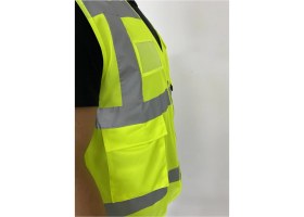 Resim KKDAVM Motosiklet Yüksek Görünümlü Yelek Reflektörlü Fermuarlı Reflektik Motorcu Yelek Yeni Yasaya Uygun 