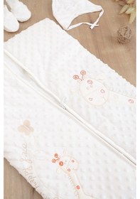 Resim Kız Erkek Bebek Kadife Fermuarlı Şapka Patikli Kundak Battaniye Seti Stl6784 Beyaz - Fuşya 