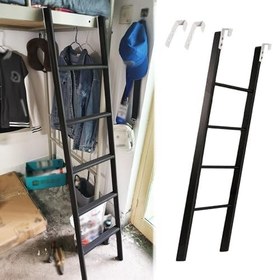 Resim Yatak Merdiveni Yurt Çatı Katı Çocuk Yetişkin Ranza Merdiveni, Kancalı Siyah Karavan Ranza Merdivenleri, Geniş Basamaklı Değiştirilebilir Kısa Merdiven, Okul Için Yerden Tasarruf Sağlayan Metal Merdiv 